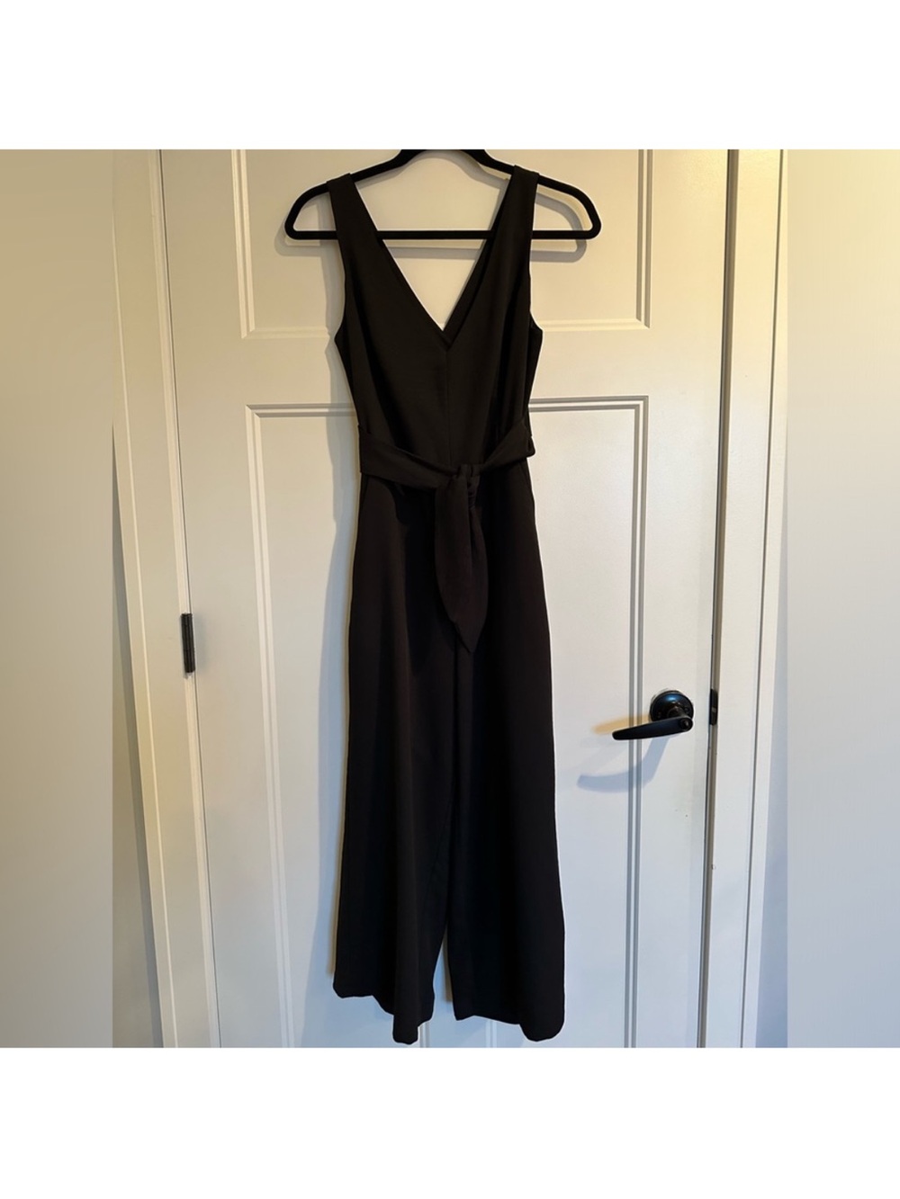 Sleeveless V-Neck Black Jumpsuit with Tie Waist from Aritzia (Wilfred)